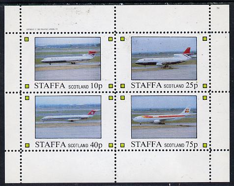 Staffa 1982 Airliners #2 perf  set of 4 values (10p to 75p) unmounted mint, stamps on , stamps on  stamps on aviation