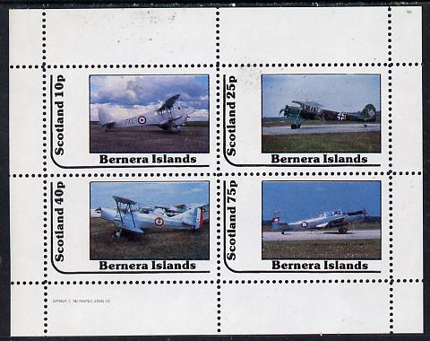 Bernera 1982 Bi-planes #1 perf  set of 4 values (10p to 75p) unmounted mint, stamps on , stamps on  stamps on aviation