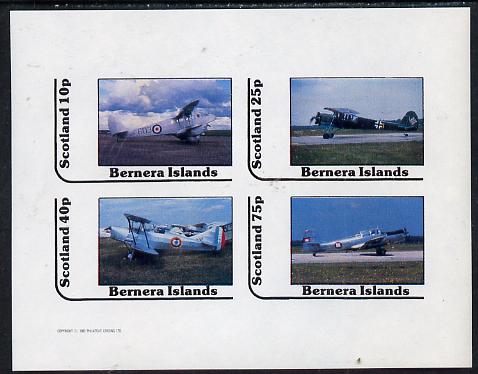 Bernera 1982 Bi-planes #1 imperf  set of 4 values (10p to 75p) unmounted mint , stamps on , stamps on  stamps on aviation