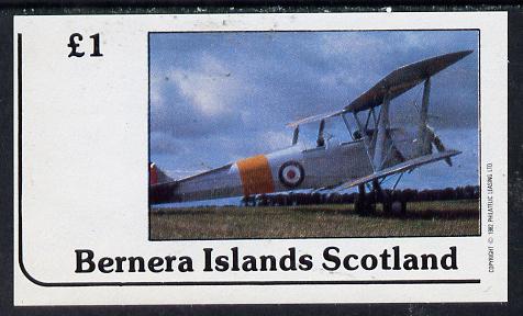 Bernera 1982 Bi-planes #1 imperf souvenir sheet (£1 value) unmounted mint, stamps on aviation