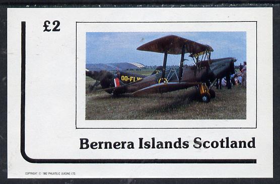 Bernera 1982 Bi-planes #1 imperf deluxe sheet (£2 value) unmounted mint, stamps on aviation