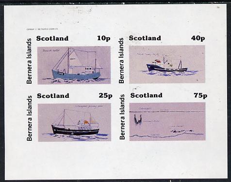 Bernera 1982 Ships #2 imperf  set of 4 values (10p to 75p) unmounted mint, stamps on , stamps on  stamps on ships, stamps on fishing