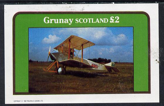 Grunay 1982 Bi-planes #1 imperf deluxe sheet (Â£2 value) unmounted mint, stamps on aviation