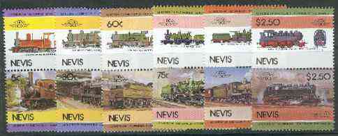 Nevis 1985 Locomotives #4 (Leaders of the World) set of 12 unmounted mint SG 297-308, stamps on , stamps on  stamps on railways