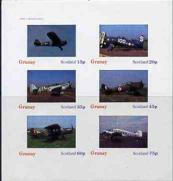 Grunay 1982 Light Aircraft imperf set of 6 values (15p to 75p) unmounted mint, stamps on , stamps on  stamps on aviation