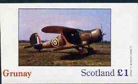 Grunay 1982 Light Aircraft imperf souvenir sheet (£1 value) unmounted mint, stamps on aviation