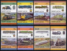 St Lucia 1986 Locomotives #5 (Leaders of the World) set of 16 unmounted mint, SG 858-73, stamps on , stamps on  stamps on railways