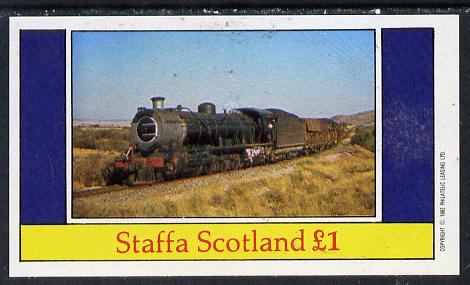 Staffa 1982 Steam Locos #10 imperf souvenir sheet (£1 value) unmounted mint, stamps on railways