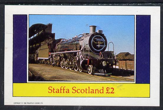 Staffa 1982 Steam Locos #10 imperf deluxe sheet (£2 value) unmounted mint, stamps on railways