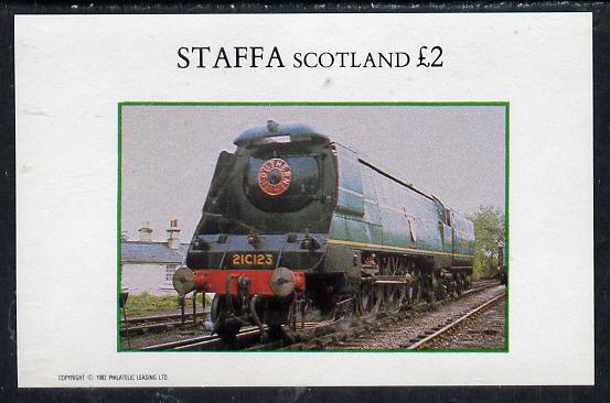 Staffa 1982 steam Locos #08 imperf deluxe sheet (£2 value) unmounted mint, stamps on railways