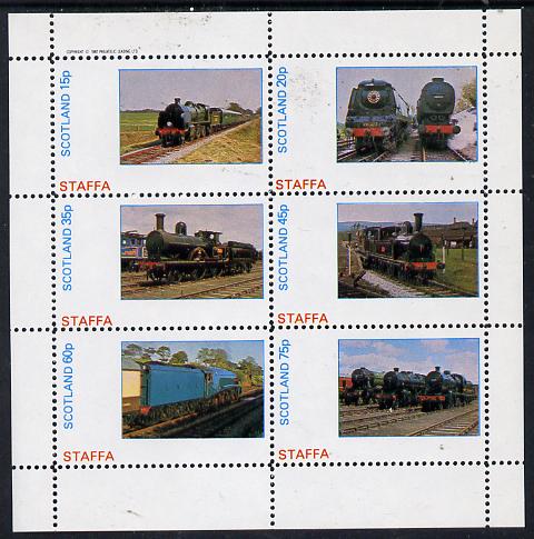 Staffa 1982 Steam Locos #11 perf set of 6 values (15p to 75p) unmounted mint, stamps on railways