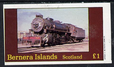 Bernera 1982 Steam Locos #10 imperf souvenir sheet (£1 value) unmounted mint, stamps on railways