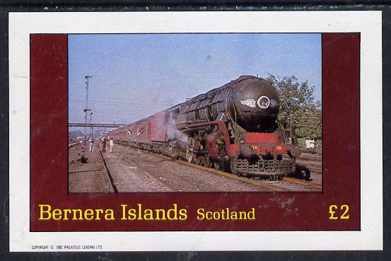 Bernera 1982 Steam Locos #10 imperf deluxe sheet (£2 value) unmounted mint, stamps on railways
