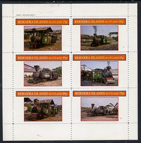 Bernera 1982 Steam Locos #11 (Java Sugar Cane Locos) pperf set of 6 values (15p to 75p) unmounted mint, stamps on , stamps on  stamps on railways     sugar