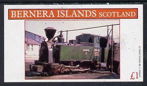 Bernera 1982 Steam Locos #11 (Java Sugar Cane Loco) imperf souvenir sheet (£1 value) unmounted mint, stamps on railways    sugar