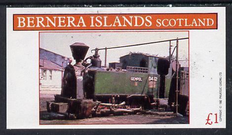 Bernera 1982 Steam Locos #11 (Java Sugar Cane Loco) imperf souvenir sheet (Â£1 value) unmounted mint, stamps on , stamps on  stamps on railways    sugar