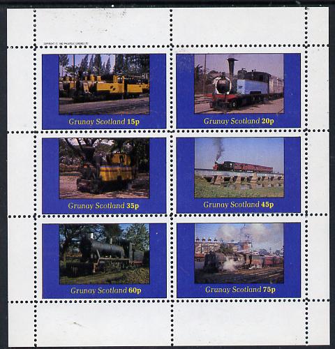 Grunay 1982 Steam Locos #02 perf set of 6 values (15p to 75p) unmounted mint, stamps on , stamps on  stamps on railways