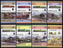 St Lucia 1983 Locomotives #1 (Leaders of the World) set of 16 (SG 651-66) unmounted mint, stamps on railways