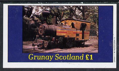 Grunay 1982 Steam Locos #02 (Java Sugar Cane Loco) imperf souvenir sheet (£1 value) unmounted mint, stamps on railways    sugar