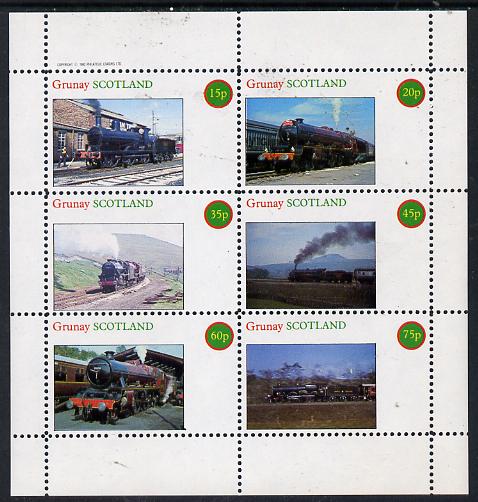 Grunay 1982 Steam Locos #05 perf set of 6 values (15p to 75p) unmounted mint, stamps on , stamps on  stamps on railways