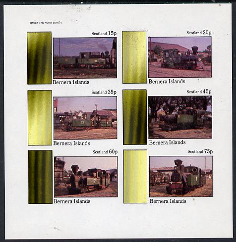 Bernera 1982 Steam Locos #12 (North Wales Narrow Gauge)) imperf set of 6 values (15p to 75p) unmounted mint, stamps on railways