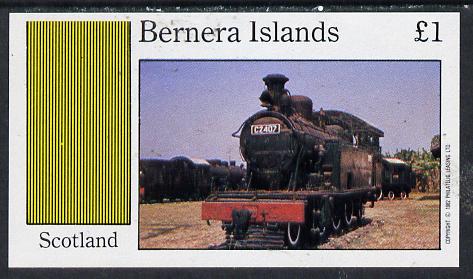 Bernera 1982 Steam Locos #12 imperf souvenir sheet (Â£1 value) unmounted mint, stamps on railways