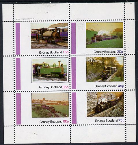 Grunay 1982 Steam Locos #06 (North Wales Narrow Gauge) perf set of 6 values (15p to 75p) unmounted mint, stamps on , stamps on  stamps on railways