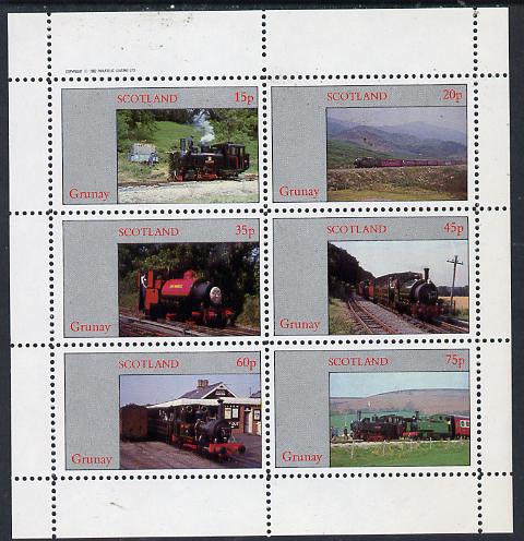 Grunay 1982 Steam Locos #07 (North Wales Narrow Gauge) perf set of 6 values (15p to 75p) unmounted mint, stamps on , stamps on  stamps on railways