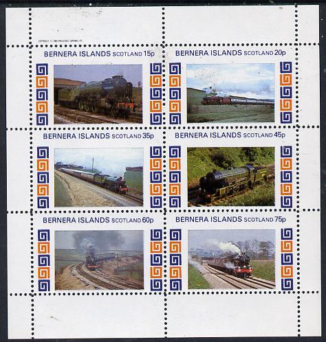 Bernera 1982 Steam Locos #13 perf set of 6 values (15p to 75p) unmounted mint, stamps on , stamps on  stamps on railways