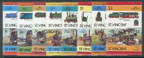 St Vincent 1984 Locomotives #2  (Leaders of the World) set of 16 unmounted mint SG 792-807, stamps on , stamps on  stamps on railways