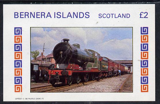 Bernera 1982 Steam Locos #13 imperf deluxe sheet (£2 value) unmounted mint, stamps on railways
