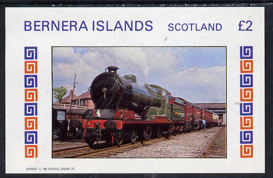 Bernera 1982 Steam Locos #13 imperf deluxe sheet (Â£2 value) unmounted mint, stamps on , stamps on  stamps on railways