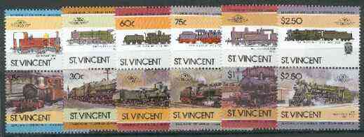 St Vincent 1985 Locomotives #5 (Leaders of the World) set of 12 unmounted mint SG 893-904, stamps on railways