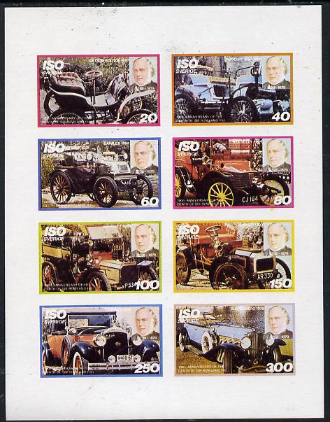 Iso - Sweden 1979 Rowland Hill (Cars) imperf  set of 8 values (20 to 300) unmounted mint , stamps on cars, stamps on postal, stamps on rowland hill, stamps on  iso , stamps on 