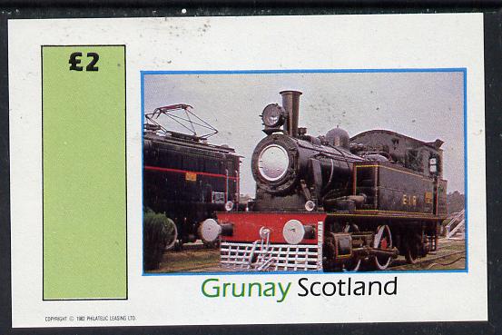 Grunay 1982 Steam Locos #10 imperf deluxe sheet (£2 value)  unmounted mint, stamps on railways