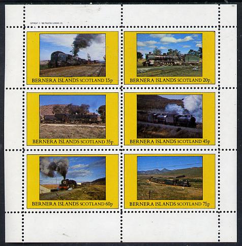 Bernera 1982 Steam Locos #14 (South African) perf set of 6 values (15p to 75p) unmounted mint, stamps on , stamps on  stamps on railways