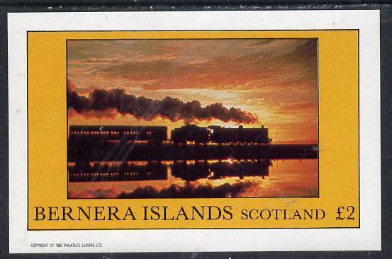 Bernera 1982 Steam Locos #14 imperf deluxe sheet (£2 value) unmounted mint, stamps on railways