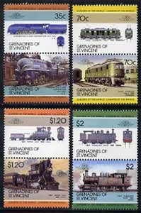 St Vincent - Grenadines 1985 Locomotives #5 (Leaders of the World) set of 8 unmounted mint SG 412-19, stamps on , stamps on  stamps on railways