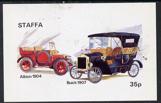 Staffa 1973 Veteran Cars (Albion & Buick) imperf souvenir sheet (35p value) unmounted mint, stamps on cars, stamps on albion, stamps on buick