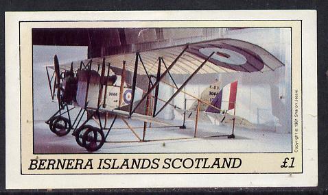Bernera 1981 Museum Aircraft imperf souvenir sheet (£1 value) unmounted mint, stamps on aviation