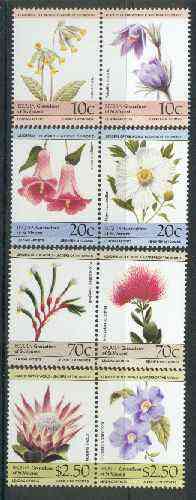 St Vincent - Bequia 1985 Flowers (Leaders of the World) set of 8 unmounted mint, stamps on , stamps on  stamps on flowers