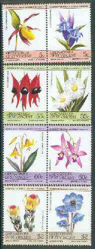 St Vincent - Grenadines 1985 Flowers (Leaders of the World) set of 8 unmounted mint unmounted mint SG 370-77, stamps on flowers   orchids