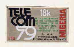 Nigeria 1979 International Radio Committee - original hand-painted artwork for 18k value (TeleCom 79 symbol) by NSP&MCo Staff Artist S A M Eluare on card 6 x 3.5 endorsed..., stamps on radio   communications