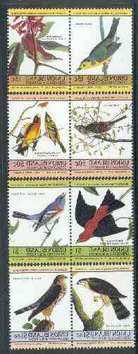 St Vincent - Union Island 1985 John Audubon Birds (Leaders of the World) set of 8 unmounted mint, stamps on , stamps on  stamps on audubon     birds      warbler    wren    sparrow     grosbeak    bunting    hawk    merlin    birds of prey