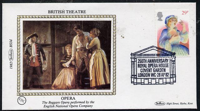 Great Britain 1982 Europa (British Theatre) 29p (Opera) on Benham small silk cover with special first day cancel, stamps on , stamps on  stamps on music, stamps on  stamps on theatre, stamps on  stamps on entertainments, stamps on  stamps on europa, stamps on  stamps on opera