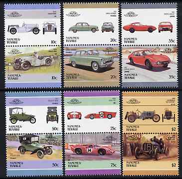 Tuvalu - Nanumea 1986 Cars #3 (Leaders of the World) set of 12 unmounted mint, stamps on , stamps on  stamps on cars    toyota    peugeot     lola    simca     locomobile     singer