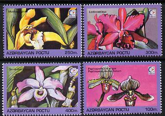 Azerbaijan 1995 Orchids set of 4 unmounted mint*, stamps on , stamps on  stamps on orchids          flowers