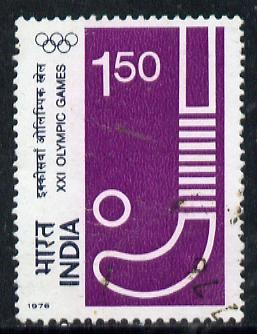 India 1976 Montreal Olympic Games 1r50 (Hockey) commercially used, SG 816, stamps on field hockey    olympics