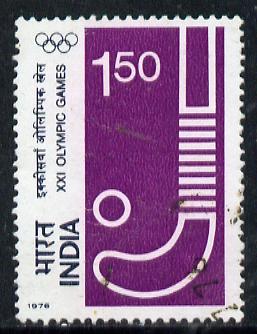 India 1976 Montreal Olympic Games 1r50 (Hockey) commercially used, SG 816, stamps on , stamps on  stamps on field hockey    olympics