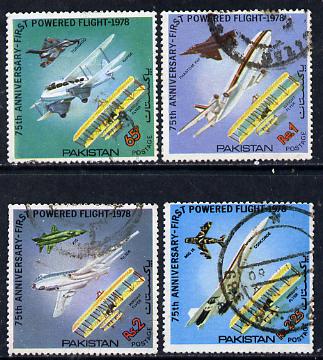 Pakistan 1978 75th Anniversary of Powered Flight set of 4 commercially used, SG 483-86, stamps on , stamps on  stamps on aviation, stamps on  stamps on concorde, stamps on  stamps on  dh , stamps on  stamps on de havilland, stamps on  stamps on wright, stamps on  stamps on lockheed, stamps on  stamps on tristar, stamps on  stamps on mcdonnell douglas, stamps on  stamps on diamond